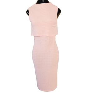 Vintage 90s Blush Pink Striped Sleeveless Midi Bodycon (S)